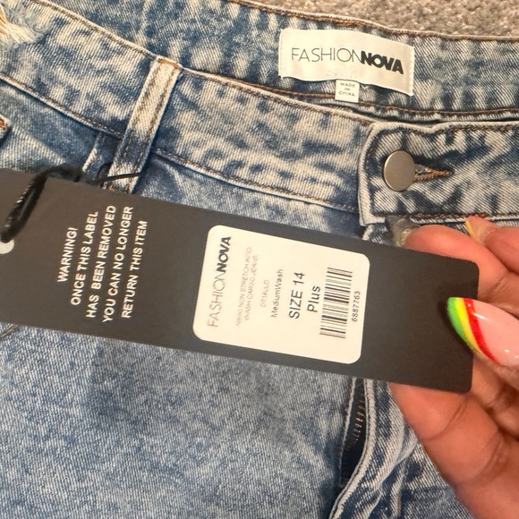 Fashion Nova Relaxed Blue Distressed Jeans - Picture 2 of 4